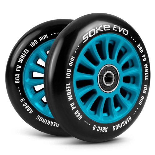 Stunt Scooter Roller 100 mm blau - 2 Stück