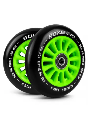 Stunt Scooter Roller 100 mm grün - 2 Stück
